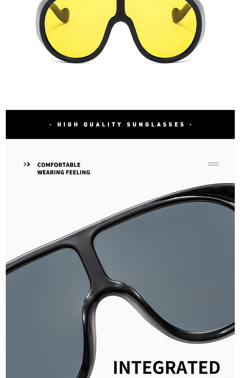 Fashion Bright Black All Gray Thick-sided Big Frame Ski Sunglasses,Women Sunglasses