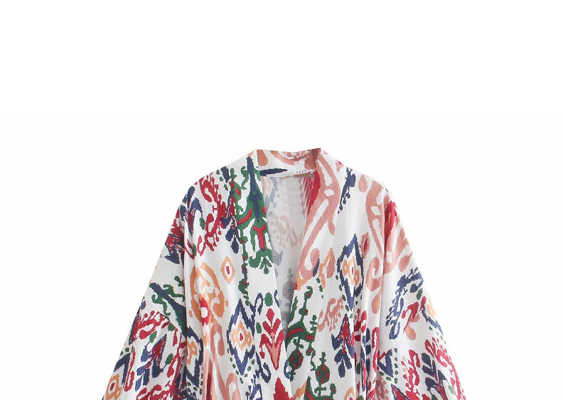 Fashion Color Flower Print Kimono Lace Coat,Coat-Jacket
