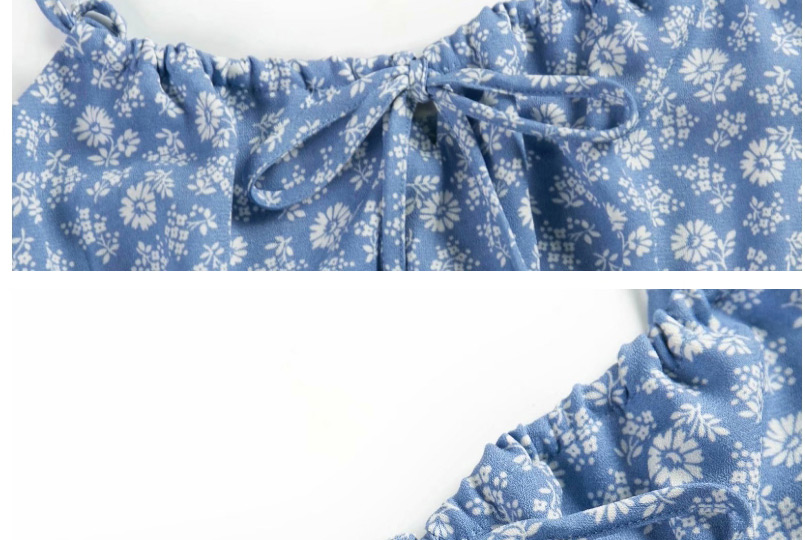 Fashion Blue Flower Print Camisole Vest,Hair Crown