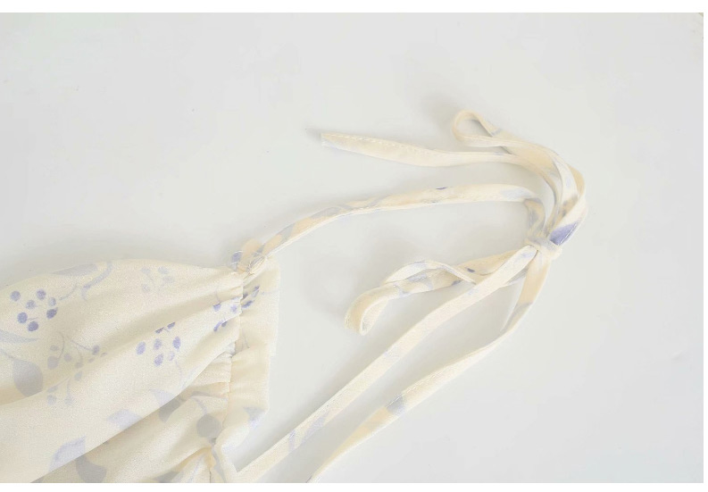 Fashion White Flower Print Suspender Big Dress,Long Dress