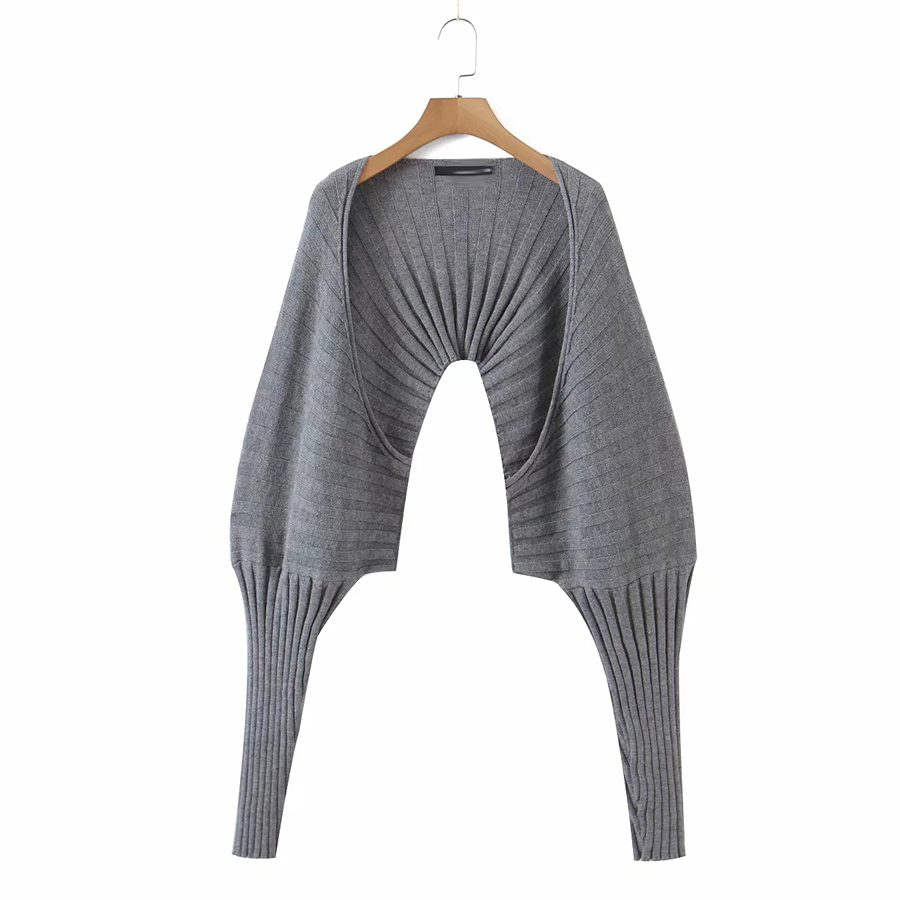Fashion Gray Two-piece Chain Sling Knitted Cardigan,Tank Tops & Camis