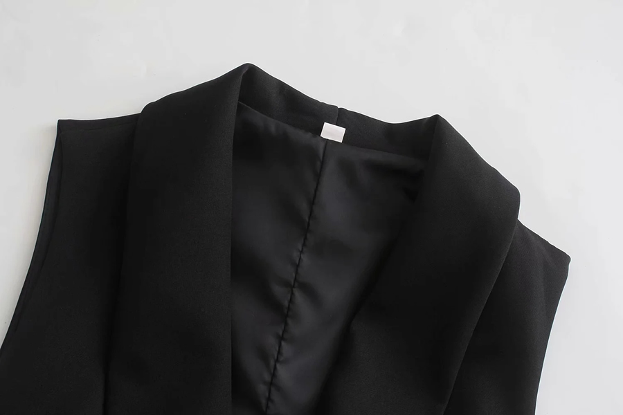 Fashion Black Belted Vest Dress,Long Dress