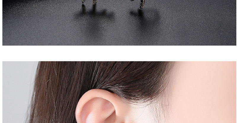 Fashion Black Zirconium Metal Antler Ear Studs,Earrings