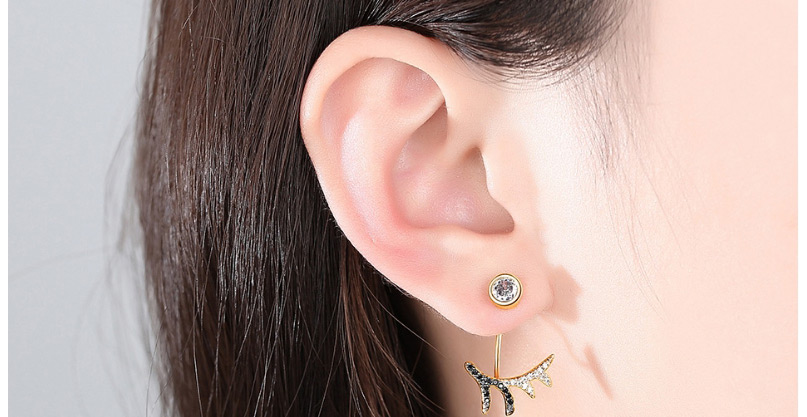 Fashion White Zirconium Metal Antler Ear Studs,Earrings
