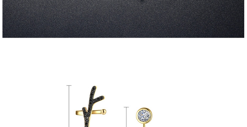 Fashion Black Zirconium Metal Antler Ear Studs,Earrings