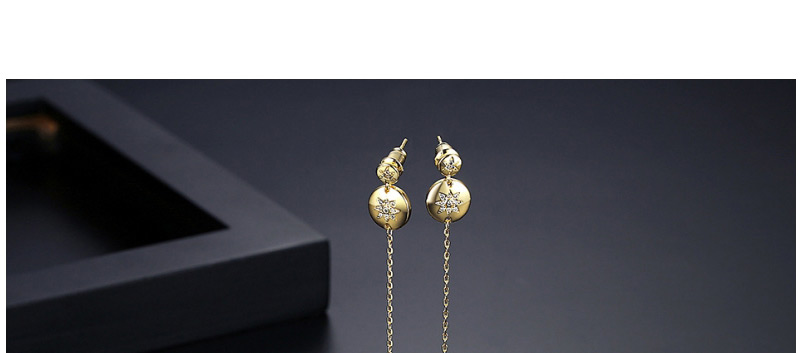 Fashion Golden Copper Inlaid Zirconium Tassel Earrings,Earrings