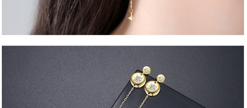 Fashion Golden Copper Inlaid Zirconium Tassel Earrings,Earrings
