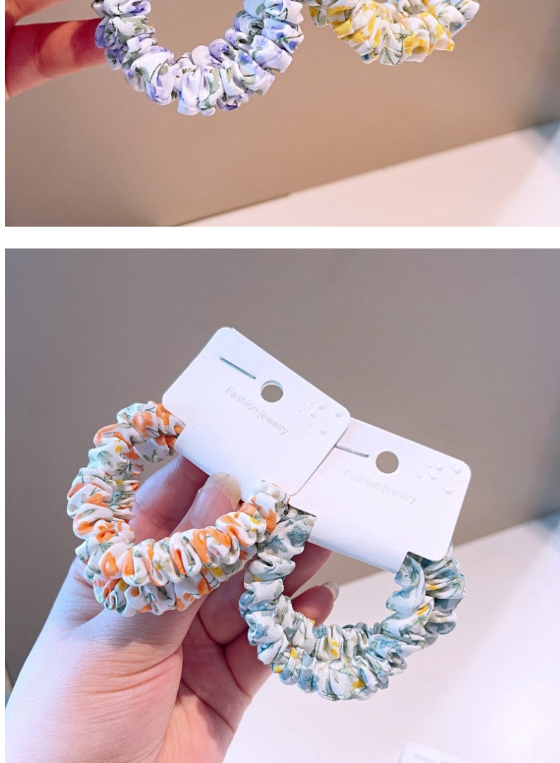 Fashion Light Blue Floral 2-piece Floral Pleated Hair Tie,Hair Ring
