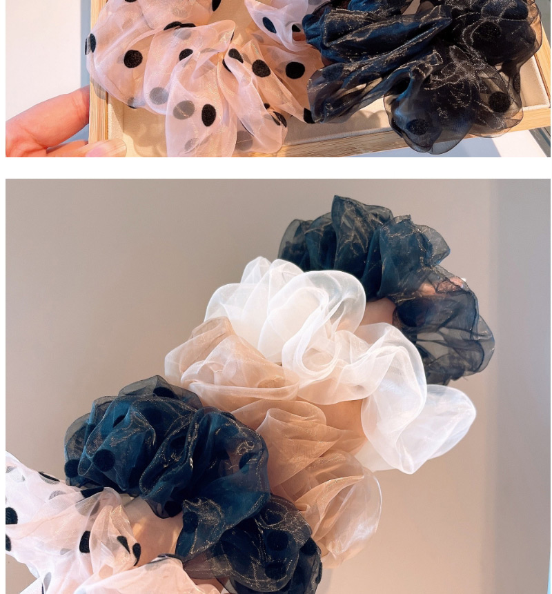 Fashion Monochrome Khaki Organza Pleated Hair Tie,Hair Ring