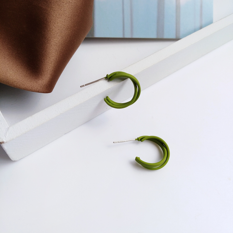 Fashion Green Alloy C-shaped Earrings,Hoop Earrings