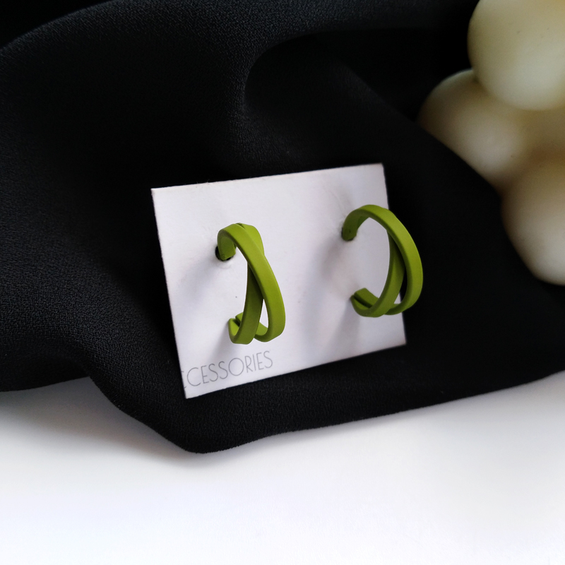 Fashion Green Alloy C-shaped Earrings,Hoop Earrings