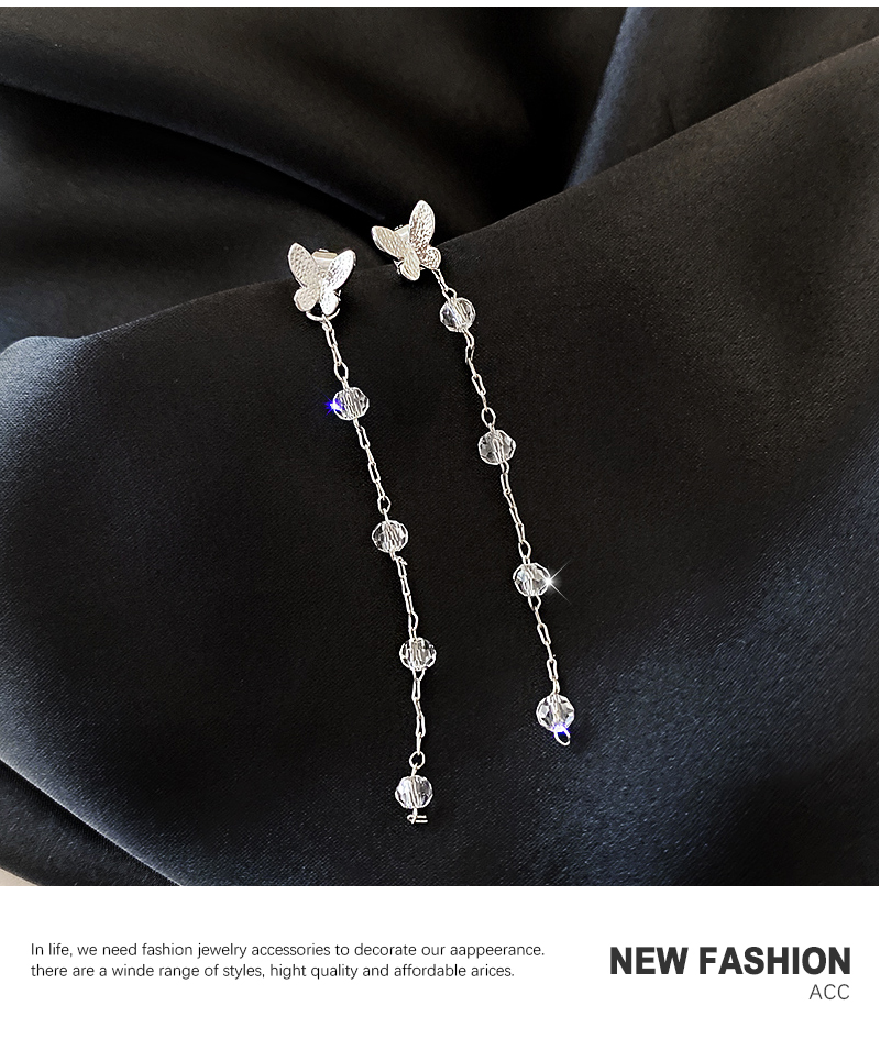 Fashion Silver Butterfly Tassel Earrings,Drop Earrings