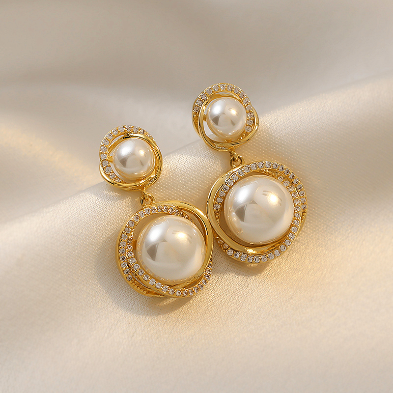 Fashion Golden Geometric Pearl Stud Earrings,Stud Earrings