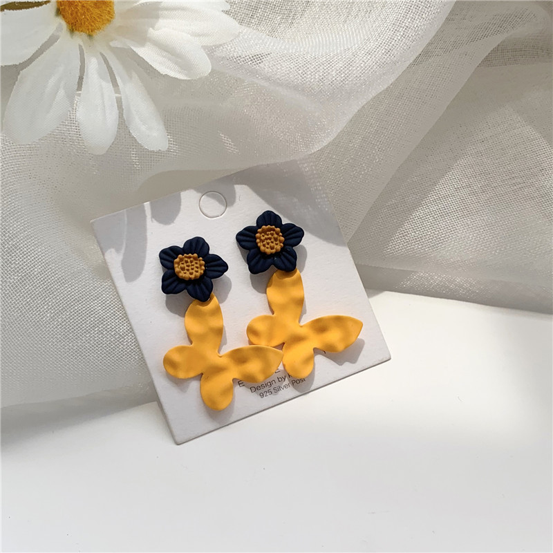 Fashion Yellow+blue Butterfly Flower Stud Earrings,Drop Earrings