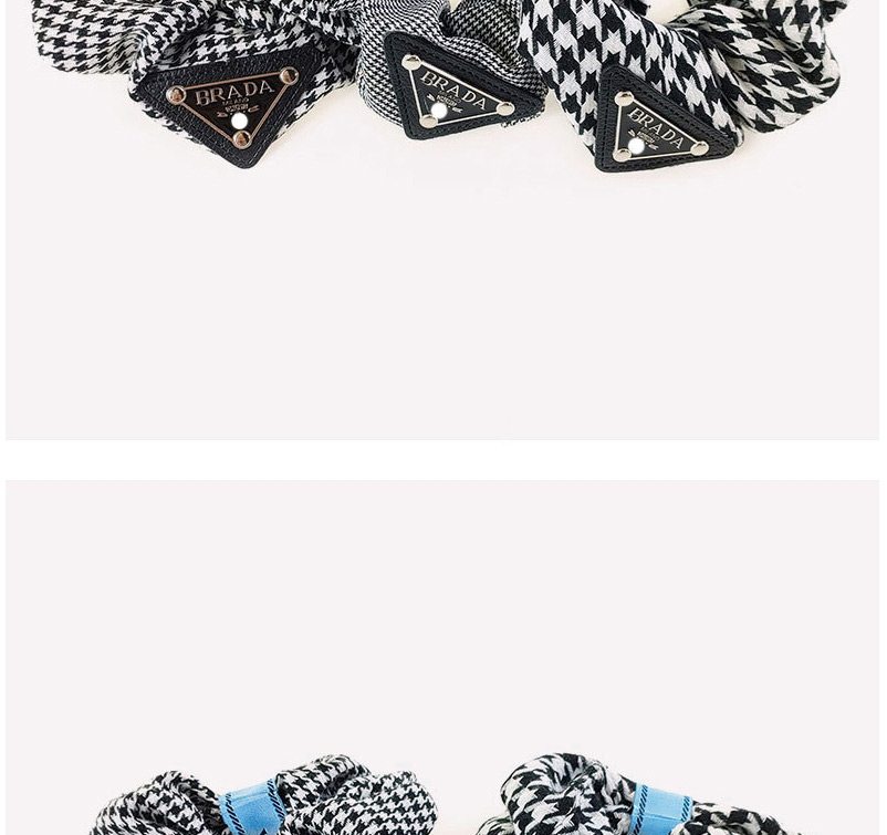 Fashion Medium Houndstooth Letter Card Pleated Hair Tie,Hair Ring