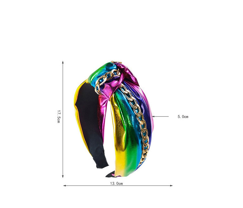 Fashion Light Color Bright Leather Chain Wide-sided Twisted Headband,Head Band