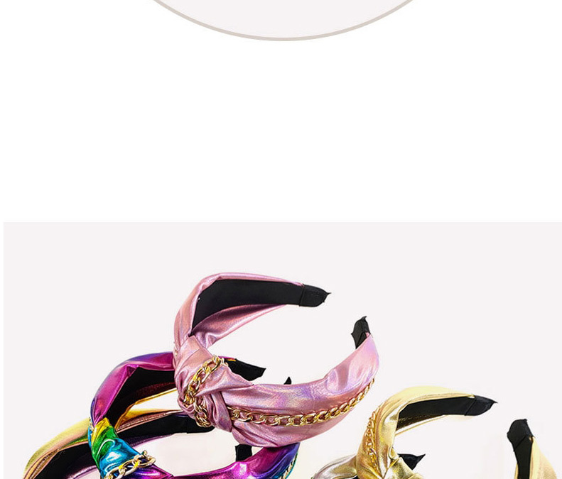Fashion Pink Bright Leather Chain Wide-sided Twisted Headband,Head Band