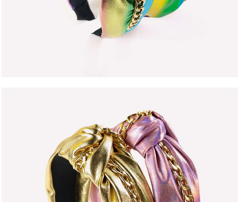 Fashion Light Color Bright Leather Chain Wide-sided Twisted Headband,Head Band