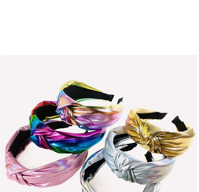 Fashion Silver Color Bright Leather Knotted Broad-brimmed Headband,Head Band