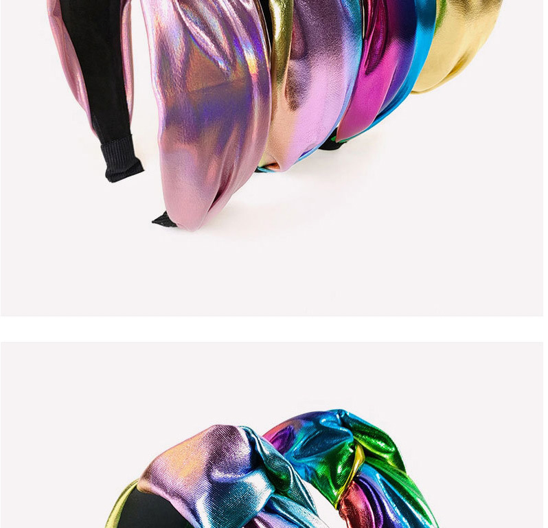 Fashion Light Rainbow Bright Leather Knotted Broad-brimmed Headband,Head Band