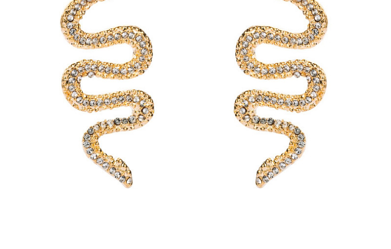 Fashion Gold Color Alloy Diamond Snake Shape Stud Earrings,Stud Earrings