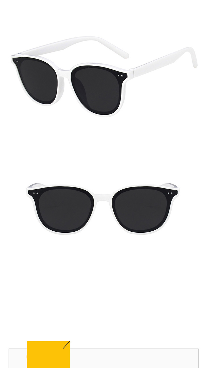 Fashion Solid White Gray Round Rice Nail Sunglasses,Women Sunglasses