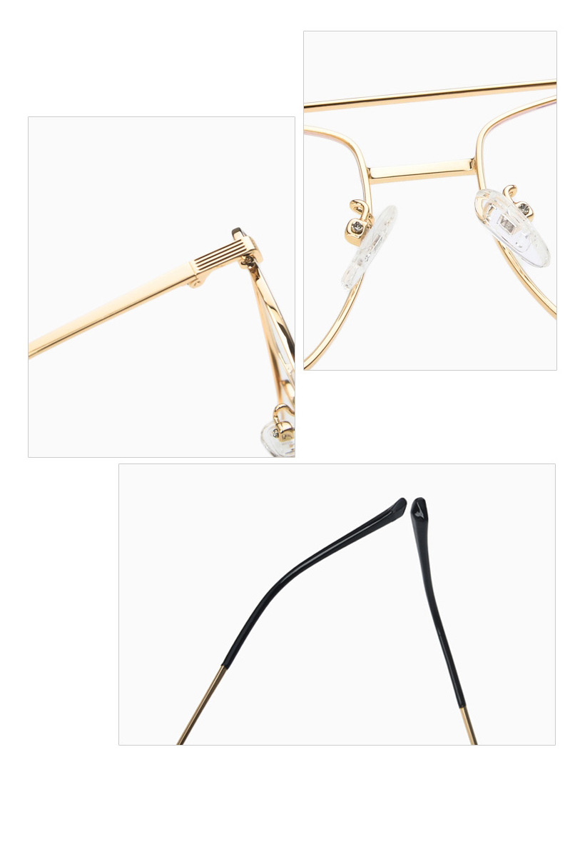 Fashion Gold Painting Black Double Beam Irregular Flat Glossy Glasses Frame,Fashion Glasses