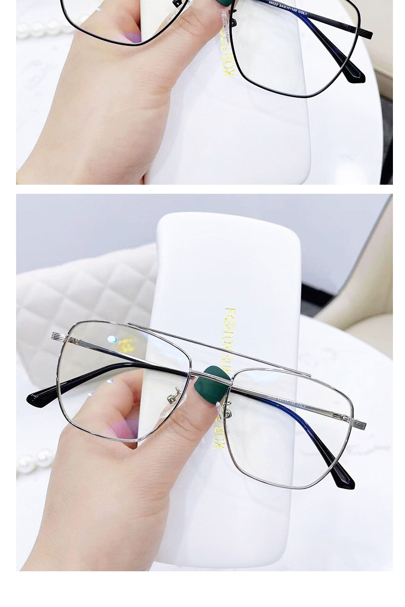 Fashion Gold Color Color Double Beam Irregular Flat Glossy Glasses Frame,Fashion Glasses