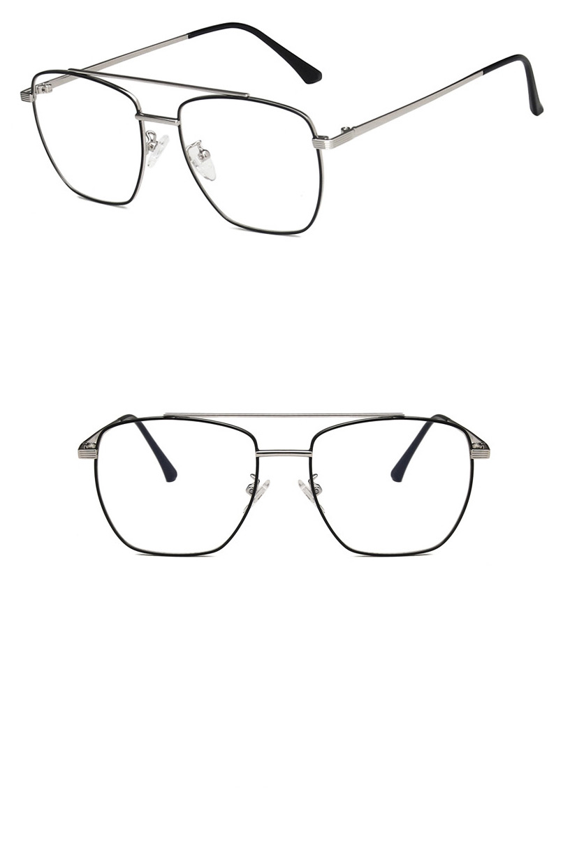 Fashion Gun Double Beam Irregular Flat Glossy Glasses Frame,Fashion Glasses