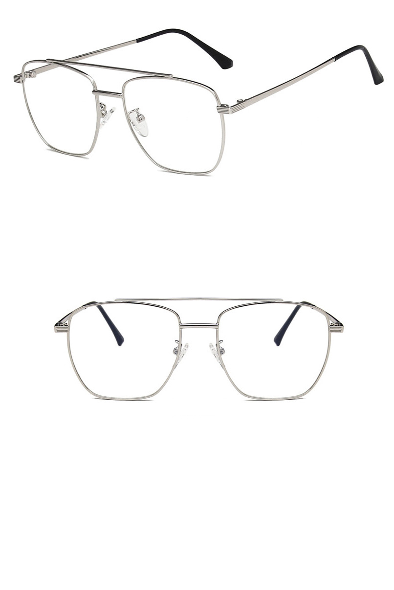 Fashion Silver Color White Double Beam Irregular Flat Glossy Glasses Frame,Fashion Glasses