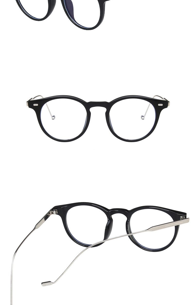 Fashion Bright Black Rice Nail Circular Flat Glossy Glasses Frame,Fashion Glasses