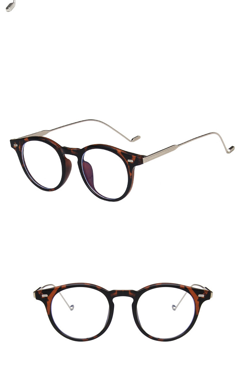 Fashion Leopard Print Rice Nail Circular Flat Glossy Glasses Frame,Fashion Glasses