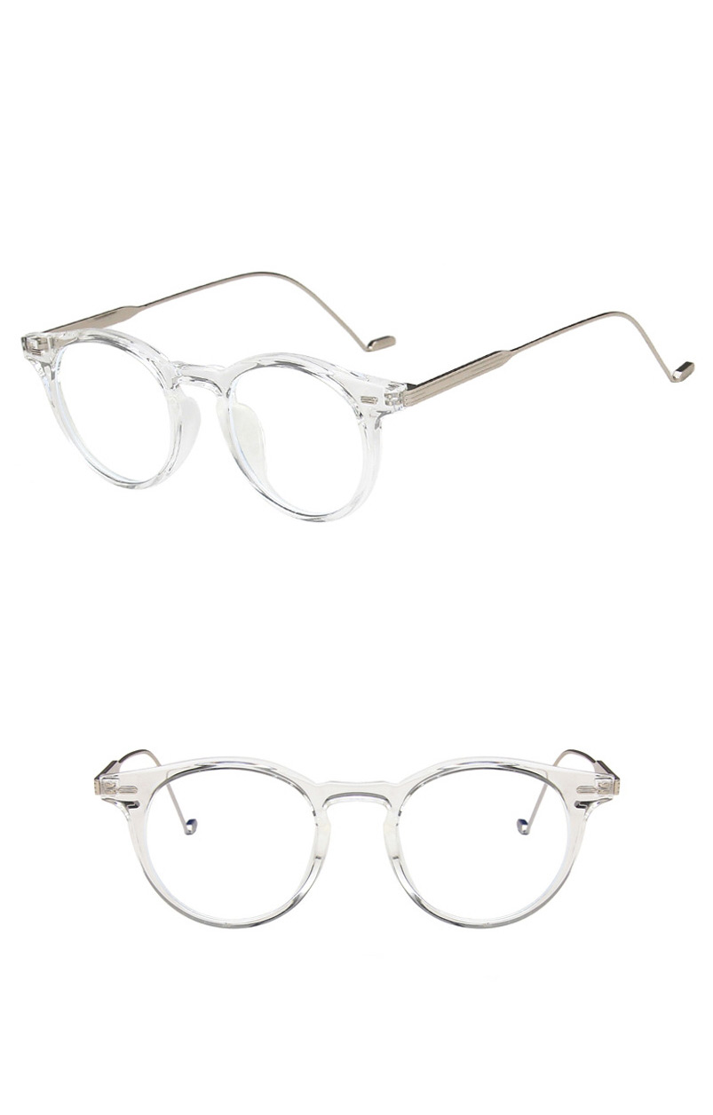 Fashion Transparent White Rice Nail Circular Flat Glossy Glasses Frame,Fashion Glasses