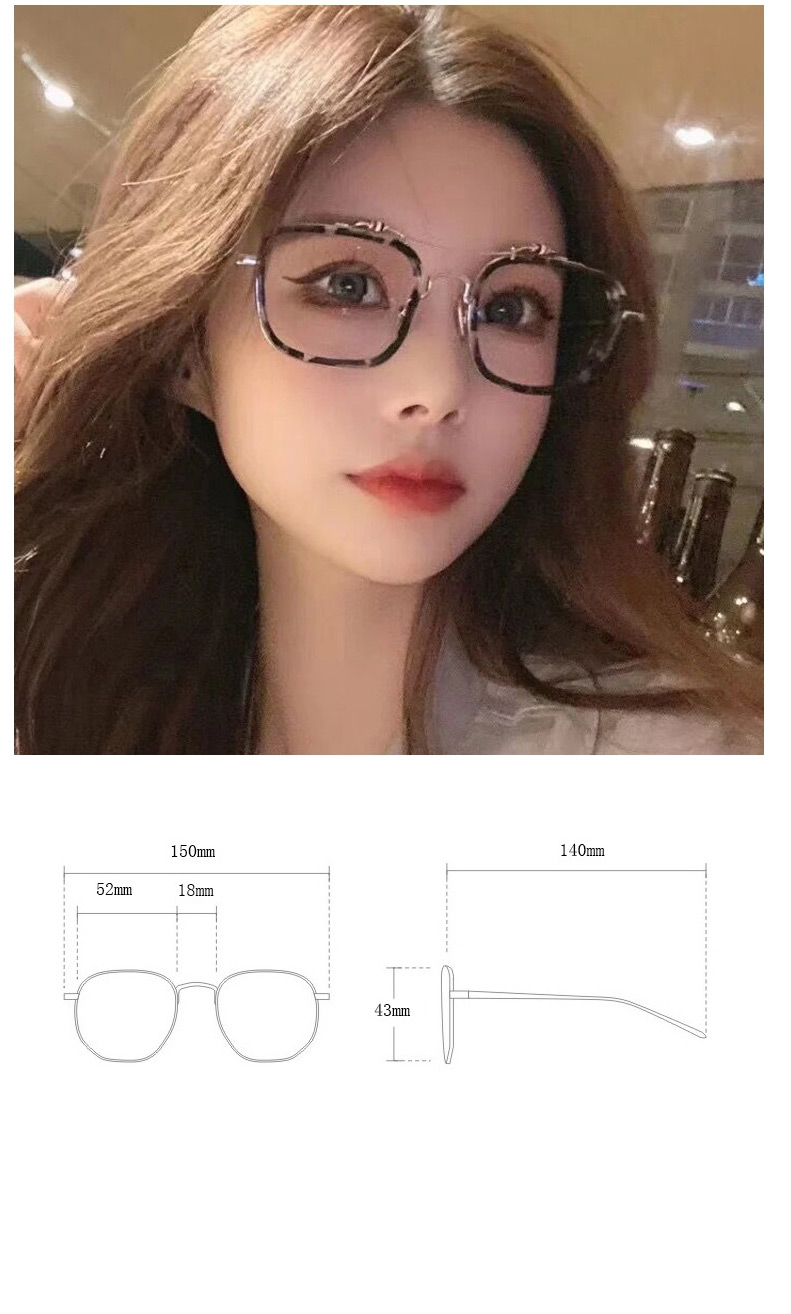 Fashion Silver Color Frame Transparent Big Frame Double Beam Flat Glasses,Fashion Glasses