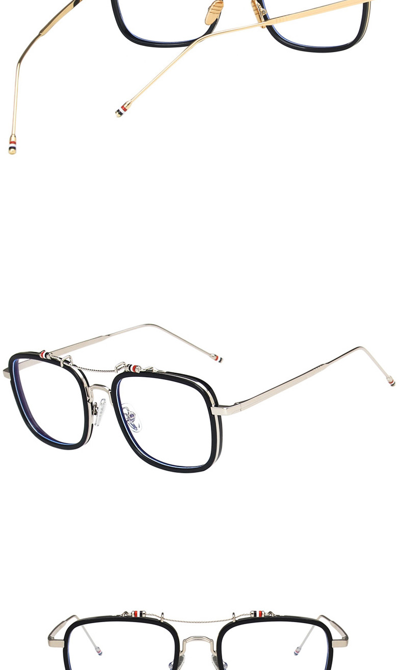 Fashion Blue Pantry Big Frame Double Beam Flat Glasses,Fashion Glasses