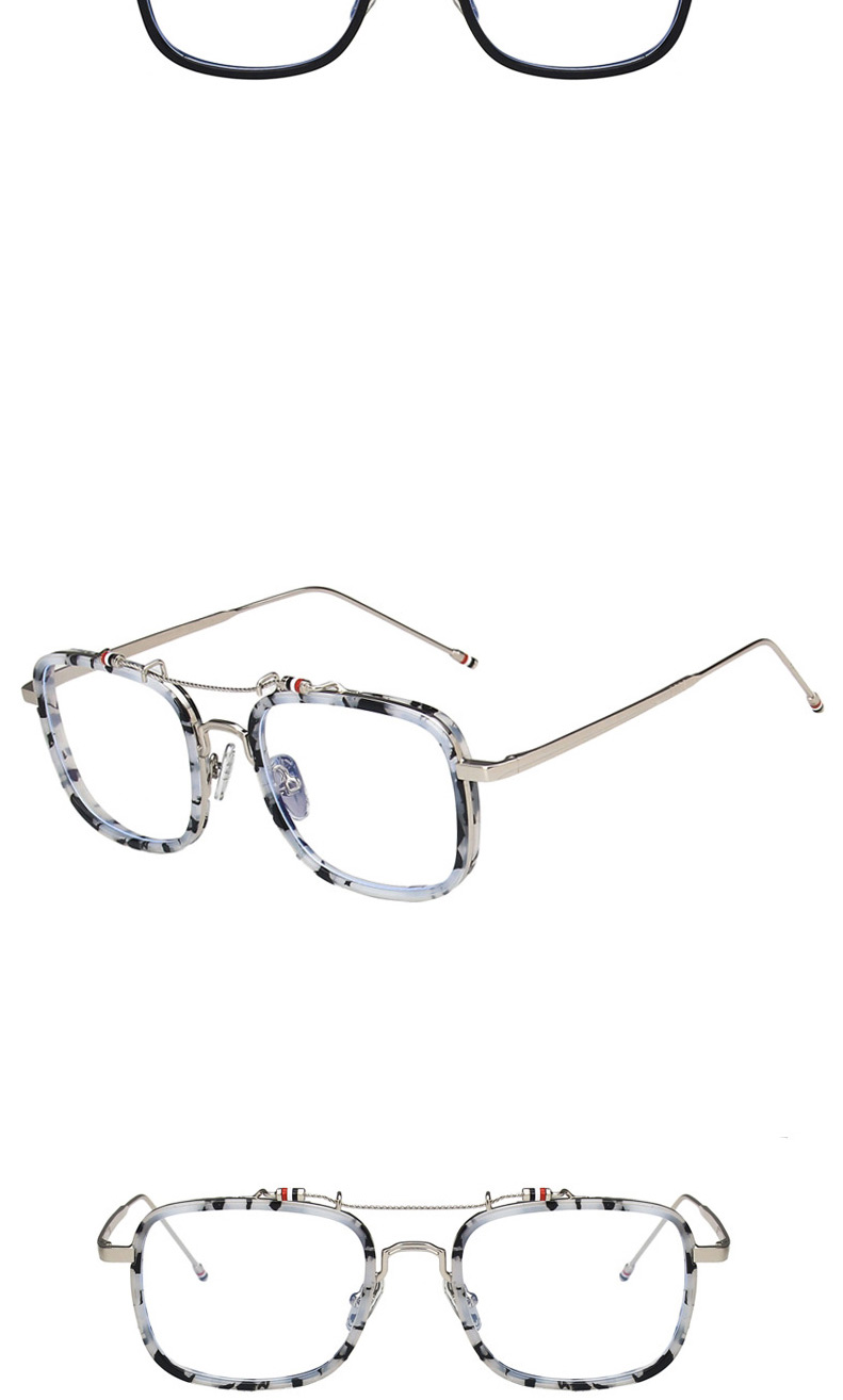 Fashion Silver Color Frame Transparent Big Frame Double Beam Flat Glasses,Fashion Glasses
