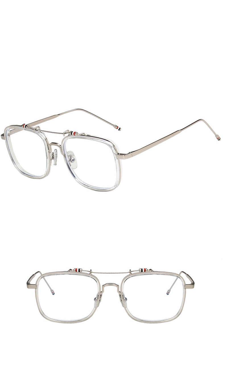 Fashion Gray Panting Big Frame Double Beam Flat Glasses,Fashion Glasses