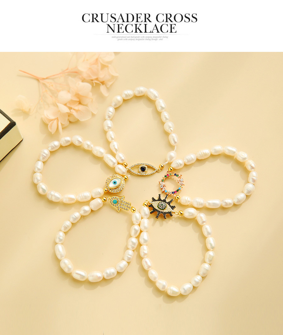 Fashion White Copper Inlaid Zircon Pearl Palm Bracelet,Bracelets