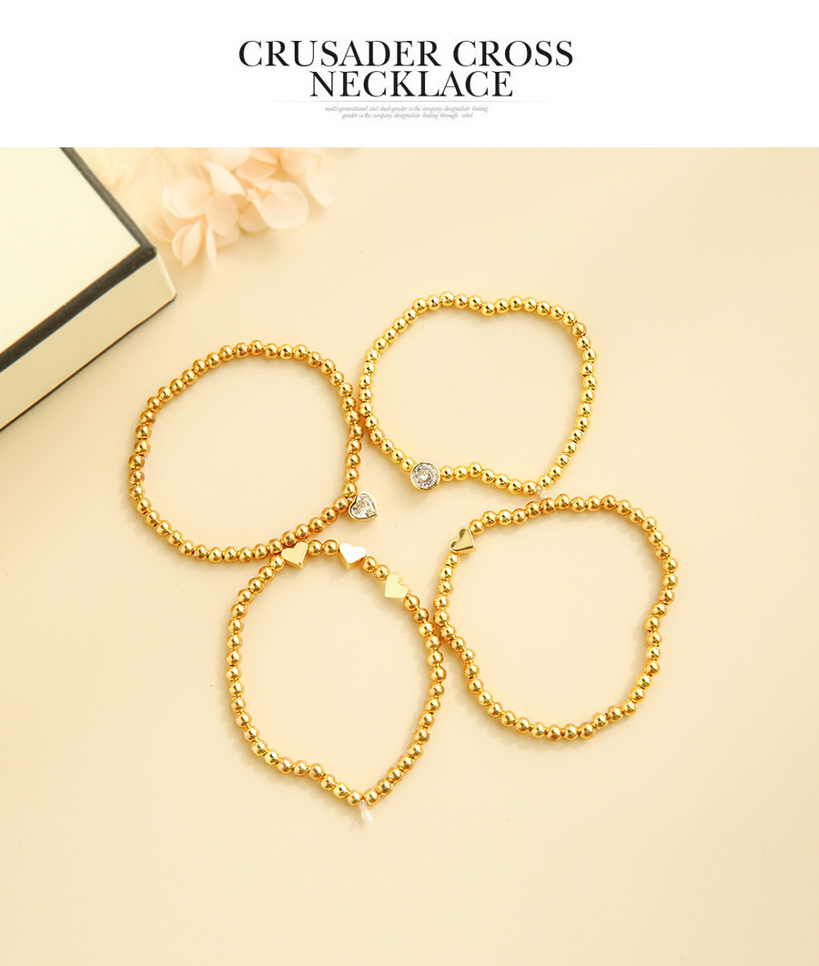 Fashion Golden Copper Inlaid Zircon Beaded Love Bracelet,Bracelets