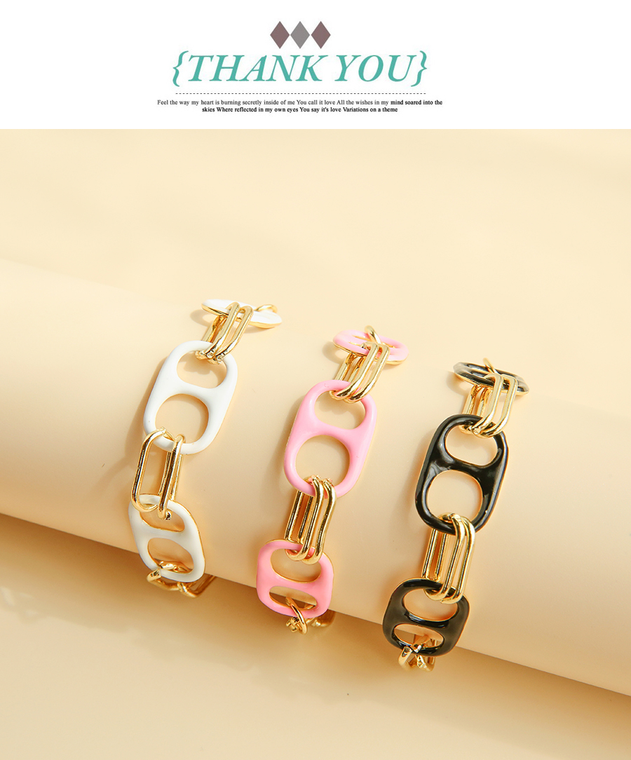 Fashion Pink Copper Drip Oil Nose Thick Chain Bracelet,Bracelets
