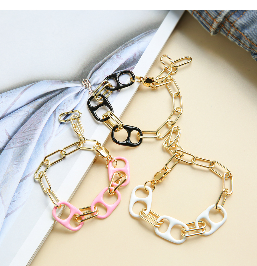 Fashion White Copper Drip Oil Nose Thick Chain Bracelet,Bracelets