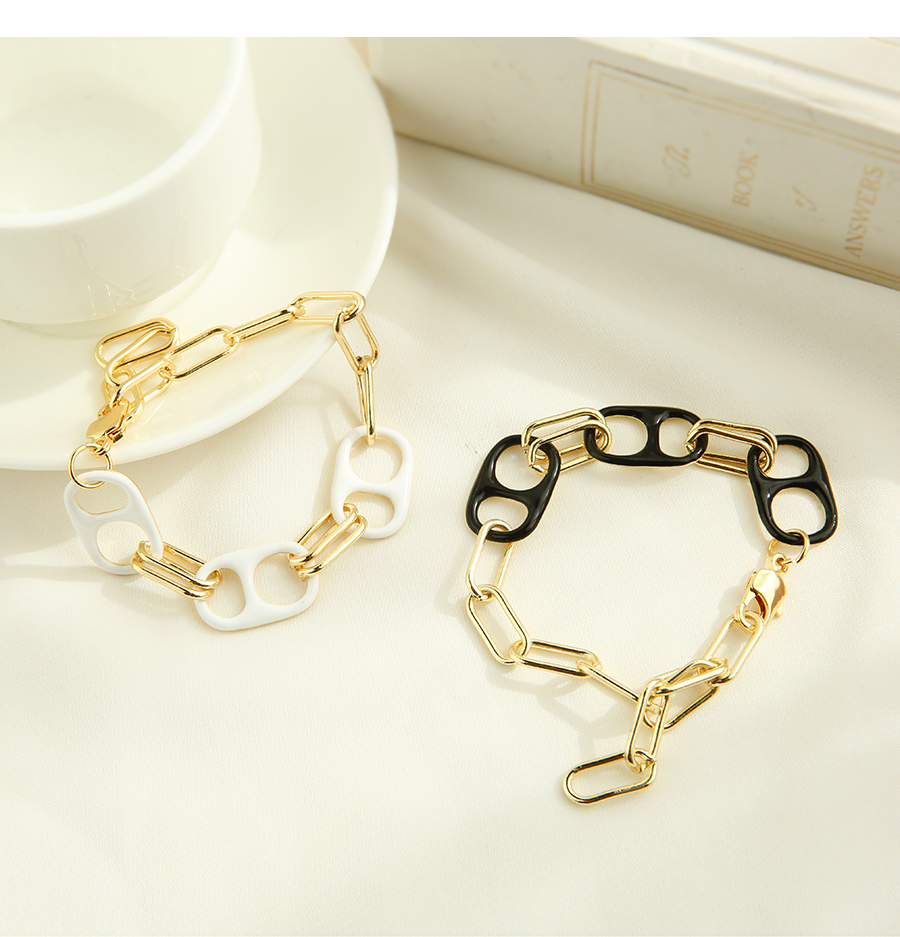 Fashion White Copper Drip Oil Nose Thick Chain Bracelet,Bracelets