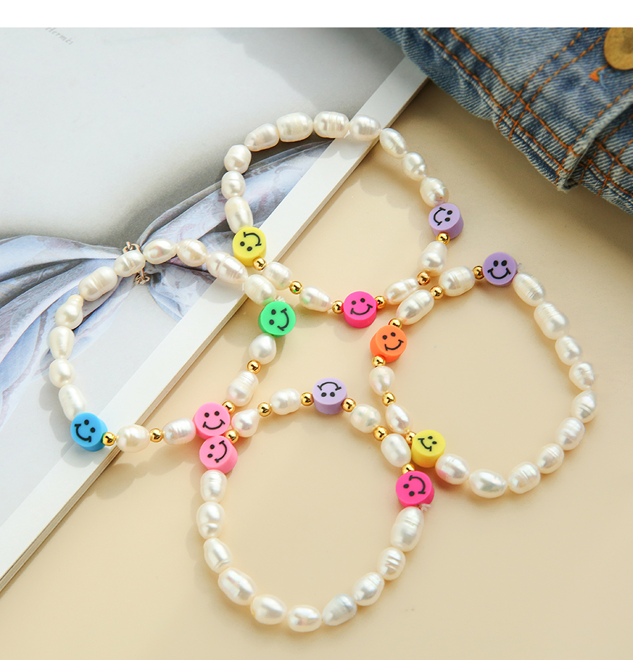 Fashion Color 2 Pearl Soft Pottery Bead Bracelet,Beaded Bracelet