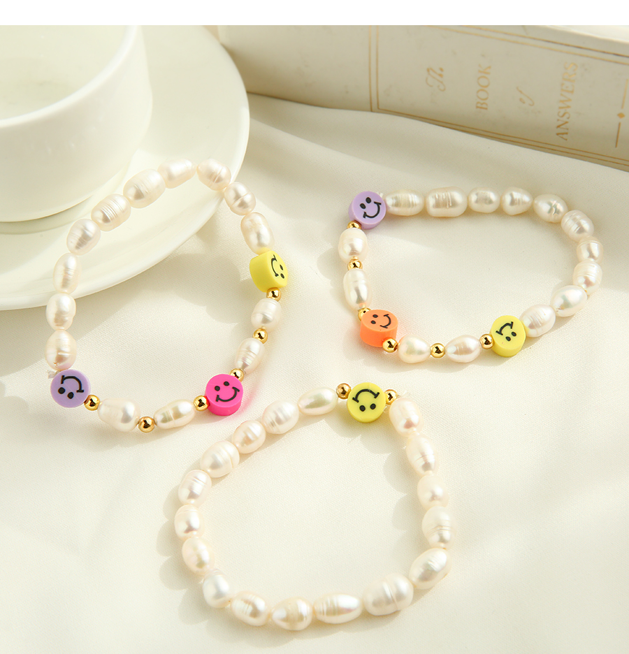 Fashion Color 5 Pearl Soft Pottery Bead Bracelet,Beaded Bracelet
