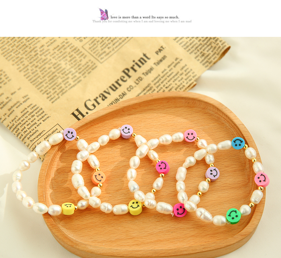 Fashion Colorful 3 Pearl Soft Pottery Bead Bracelet,Beaded Bracelet