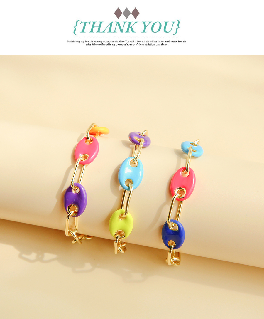 Fashion Colorful 3 Copper Drip Oil Nose Thick Chain Bracelet,Bracelets