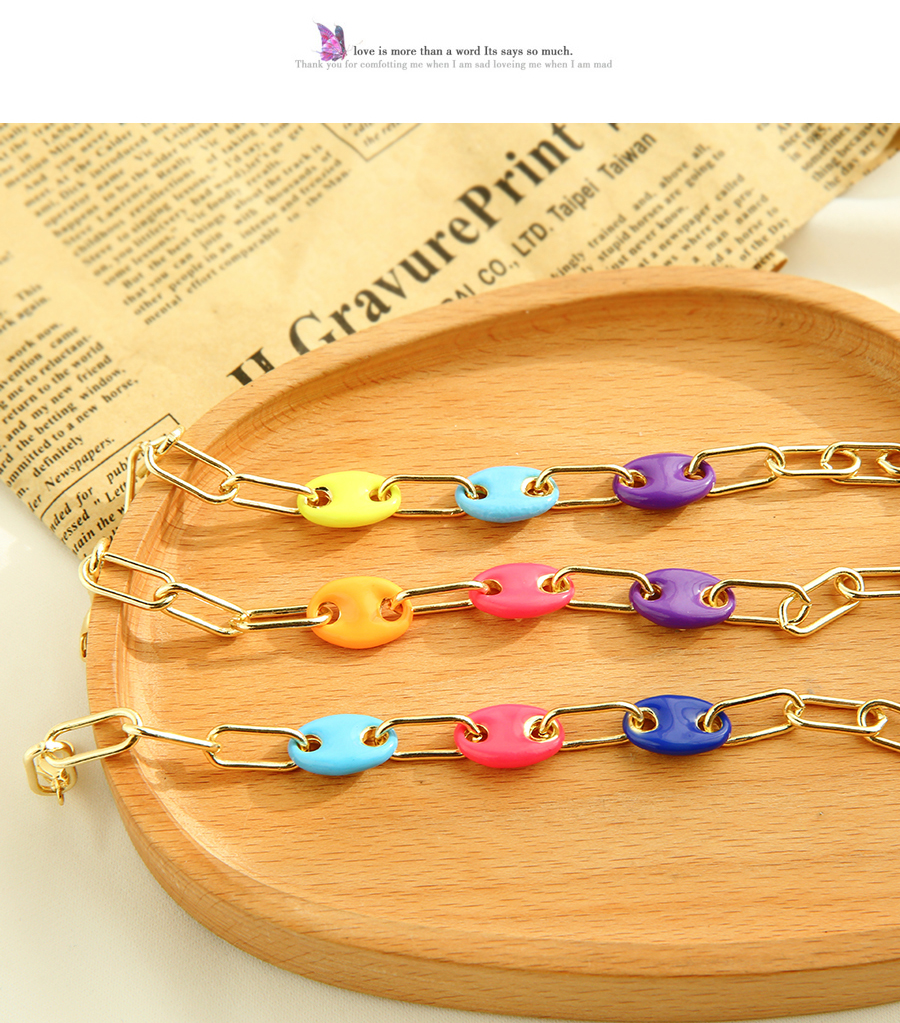 Fashion Colorful 3 Copper Drip Oil Nose Thick Chain Bracelet,Bracelets