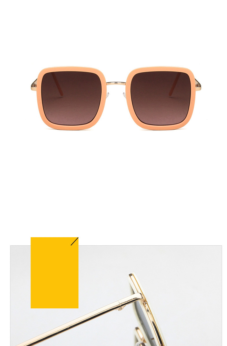 Fashion Orange Powder Double Gray Big Frame Square Sunglasses,Women Sunglasses