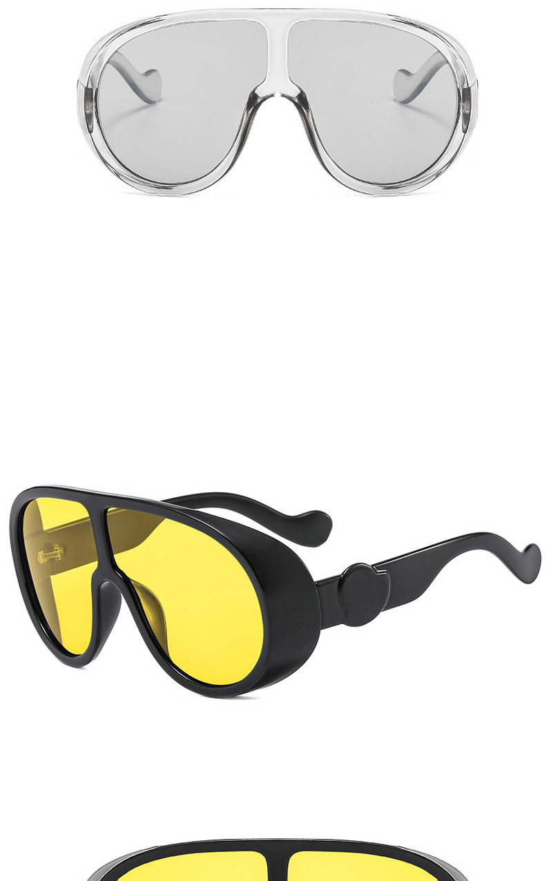 Fashion Bright Black Yellow Film Big Frame Thick Side Sunglasses,Women Sunglasses