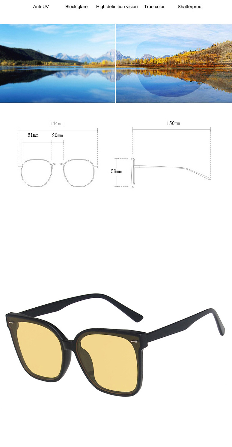 Fashion Transparent Gray Film Square Large Frame Sunglasses,Women Sunglasses